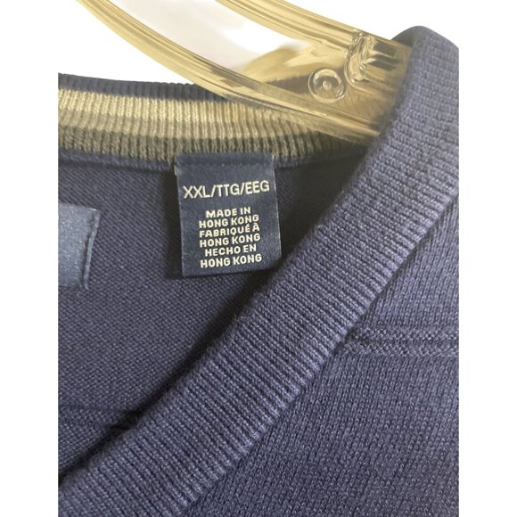 Chaps Mens Size XXL Navy Blue Cotton Embroidered Logo Sleeveless Sweater Vest - Picture 6 of 8